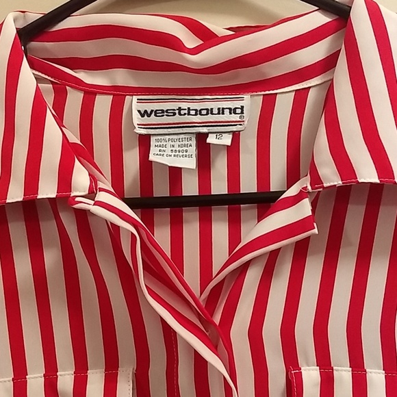 Westbound red and white striped botton down blouse - Picture 2 of 2
